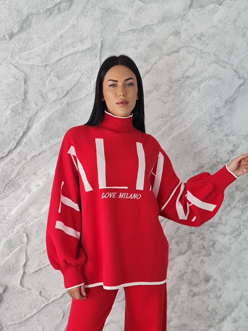 Костюм Barbara Alvisi джемпер и брюки красный, фотография №4