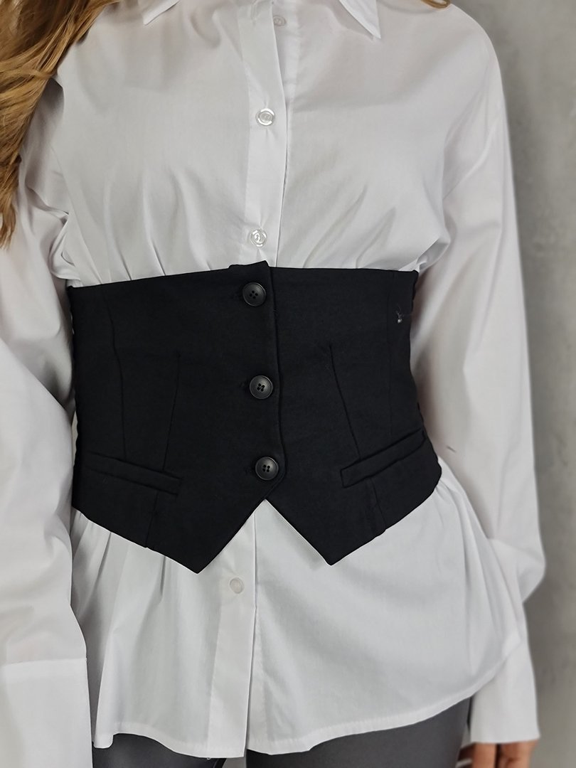 Рубашка MIHO'S классическая с корсетом чёрая/белая, фотография №4