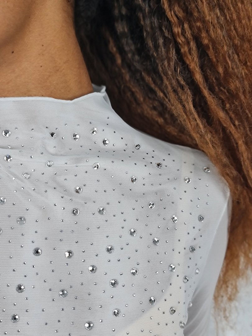 Лонгслив Imperial сетчатый с камнями белый, фотография №2