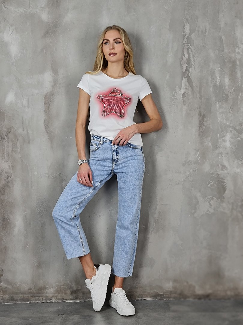 Джинсы Joleen прямые с необработанным нижним краем голубые, фотография №2