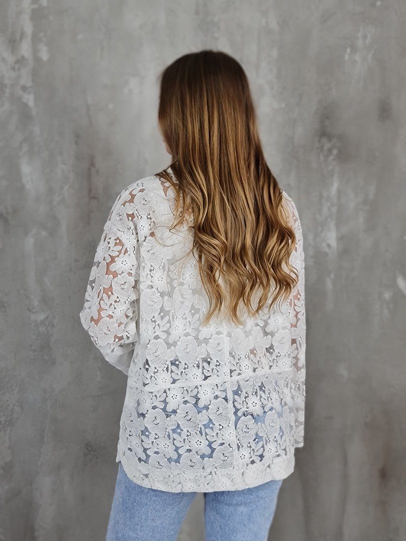 Пиджак Y.Two с кружевом прозрачный белый, фотография №4