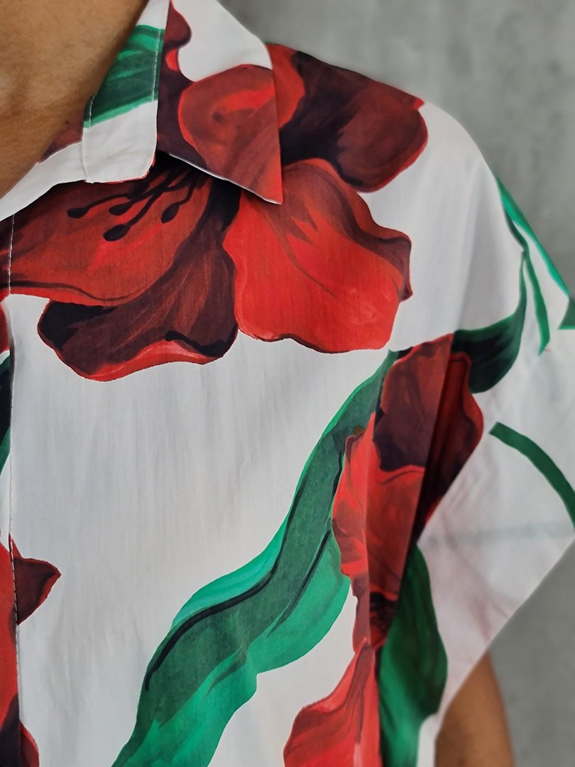 Платье STAR с красными цветами белое, фотография №4