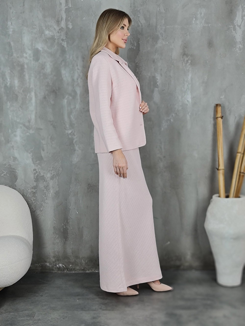 Юбка CLOTHÉ фактурная с декоративными пуговицами розовая, фотография №2