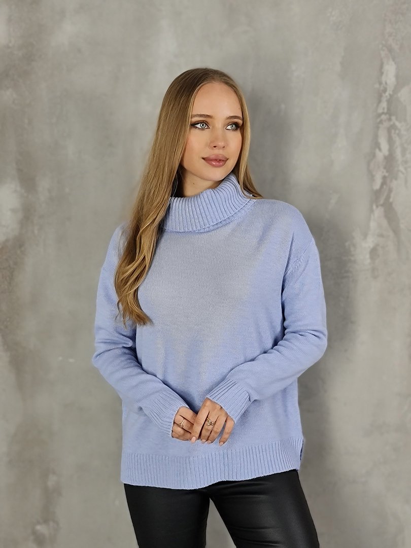 Джемпер  J&J Couture с высоким воротом голубой, фотография №2