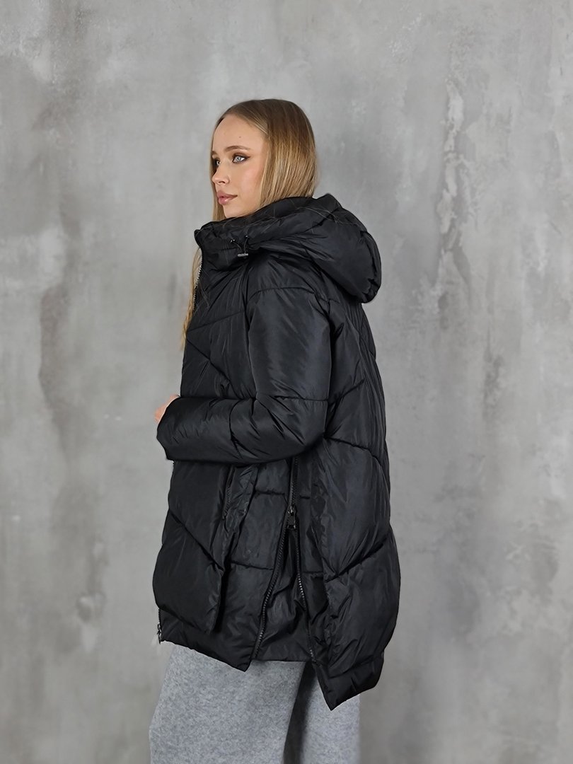 Куртка Please с капюшоном и молниями по бокам чёрная , фотография №3
