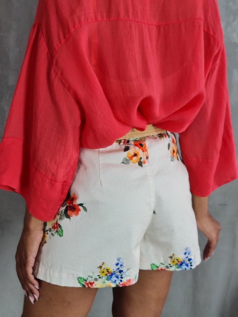 Шорты Please с ремешком, цветочный принт молочные , фотография №3