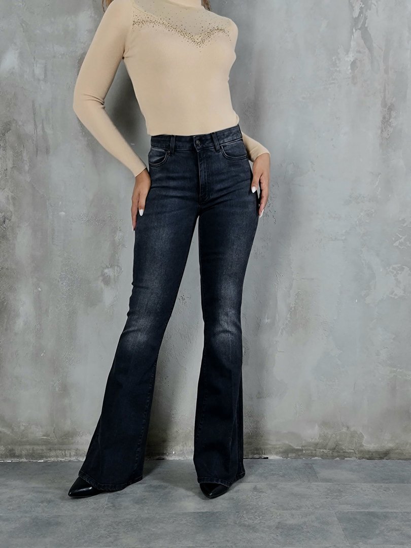 Джинсы Vicolo клёш тёмно-серые , фотография №2