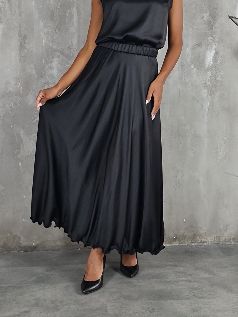 Костюм CLOTHÉ атласный топ и юбка черный, фотография №6