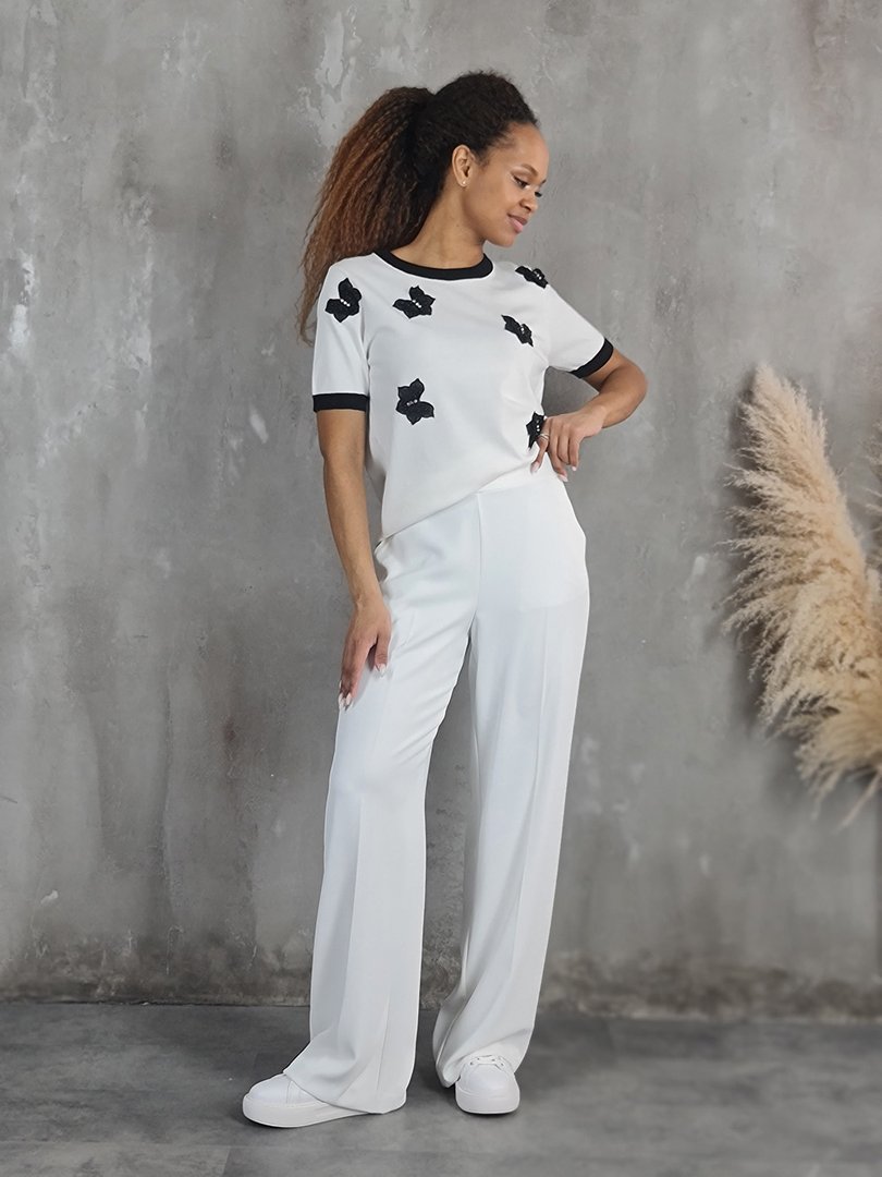 Брюки Imperial палаццо с карманами на резинке белые, фотография №2