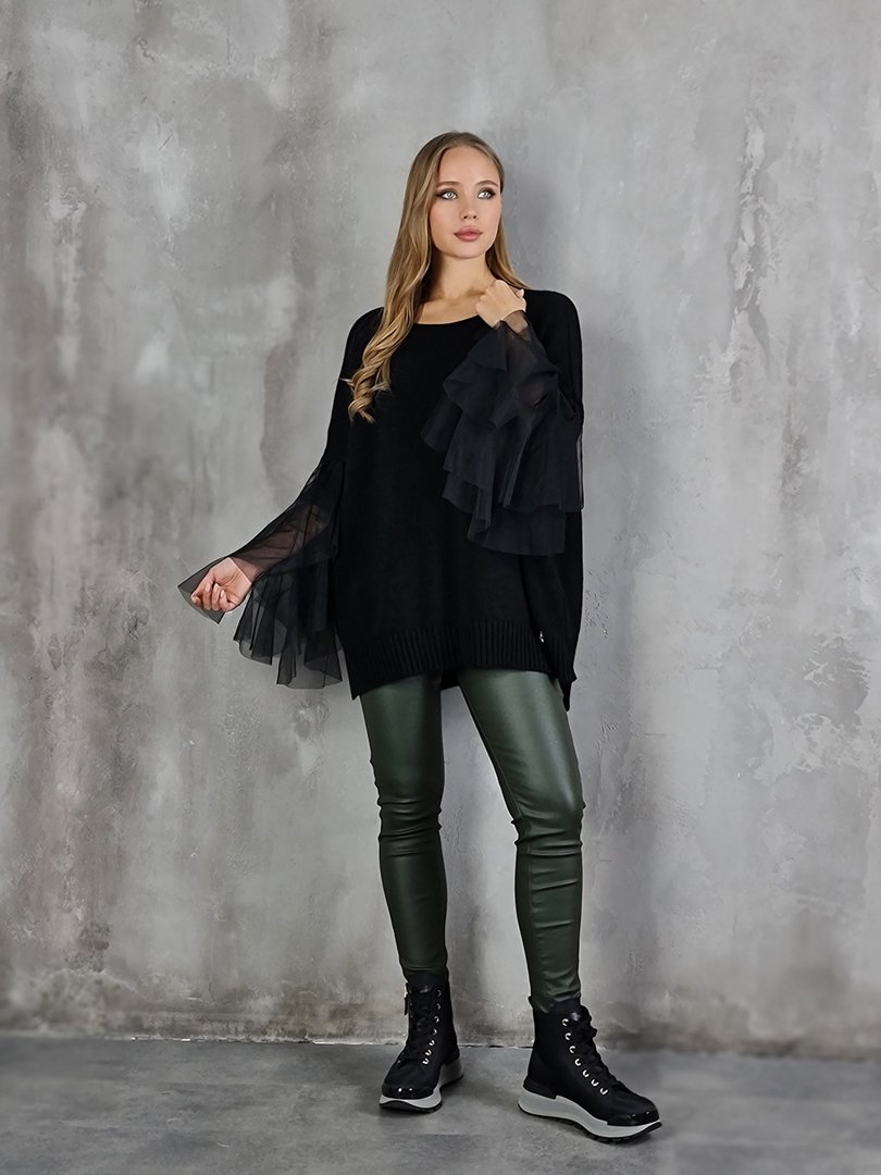 Джемпер Souvenir с сетчатыми рукавами чёрный, фотография №2