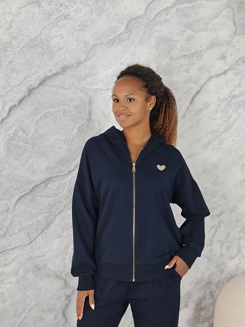 Костюм ONE LOVE худи на молнии и брюки синий, фотография №2