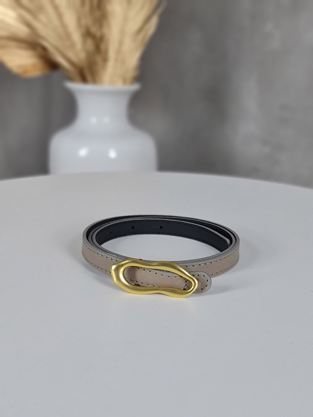 Ремень Imperial натуральная кожа золотая застежка бежевый, фотография №1