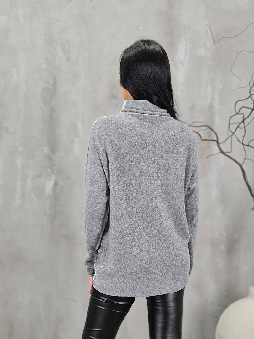 Водолазка Cashmere Blend с кашемиром двухцветная серый/темно-серый, фотография №2