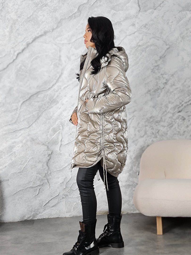 Пуховик Monte Cervino с завязками внизу капучино, фотография №3