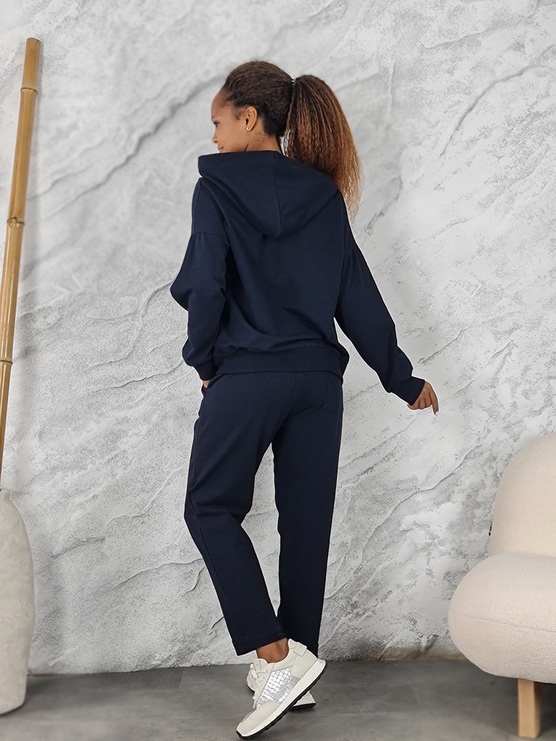 Костюм ONE LOVE худи на молнии и брюки синий, фотография №3