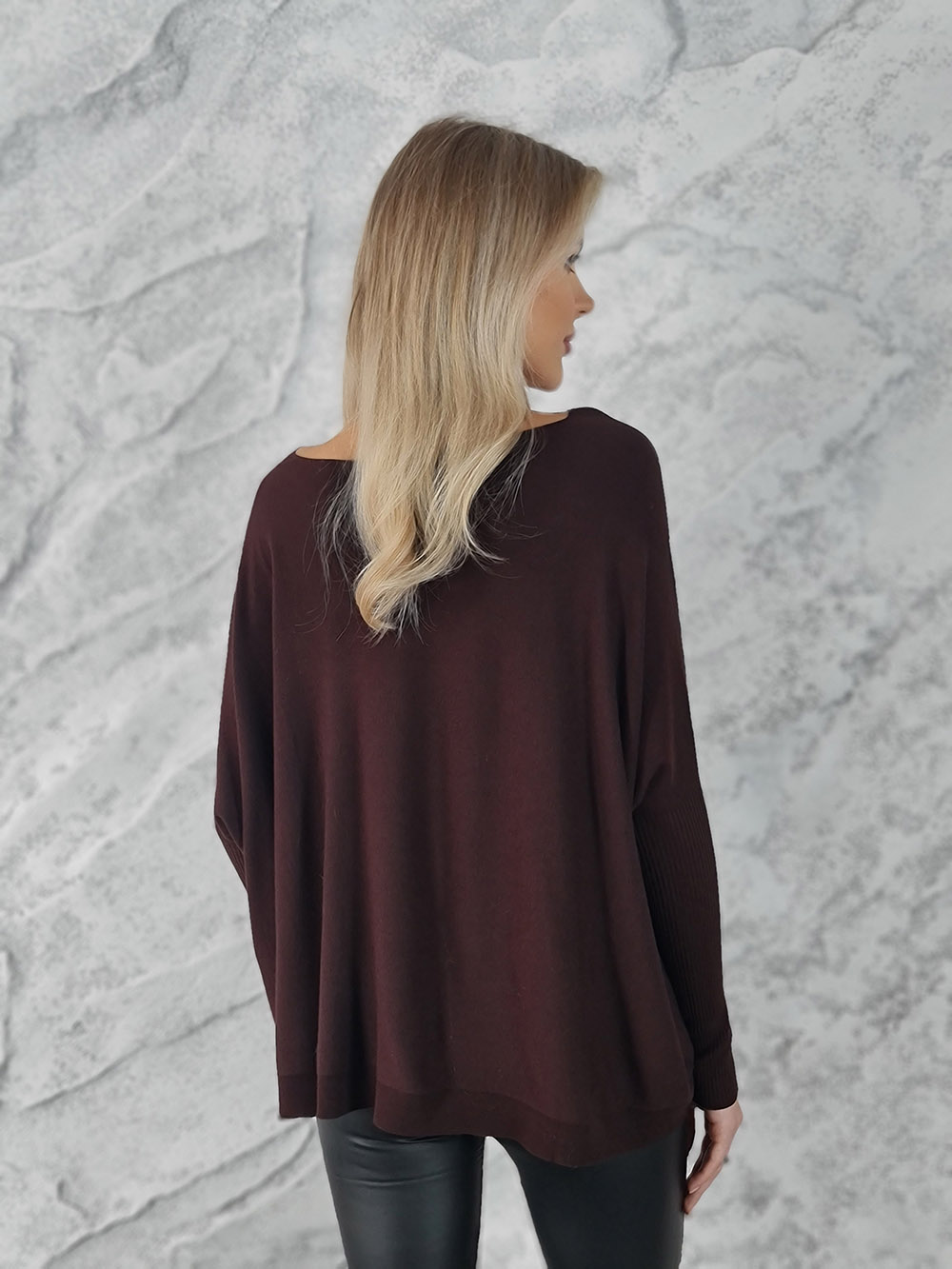 Джемпер Kontatto с рукавами в рубчик шоколад, фотография №4