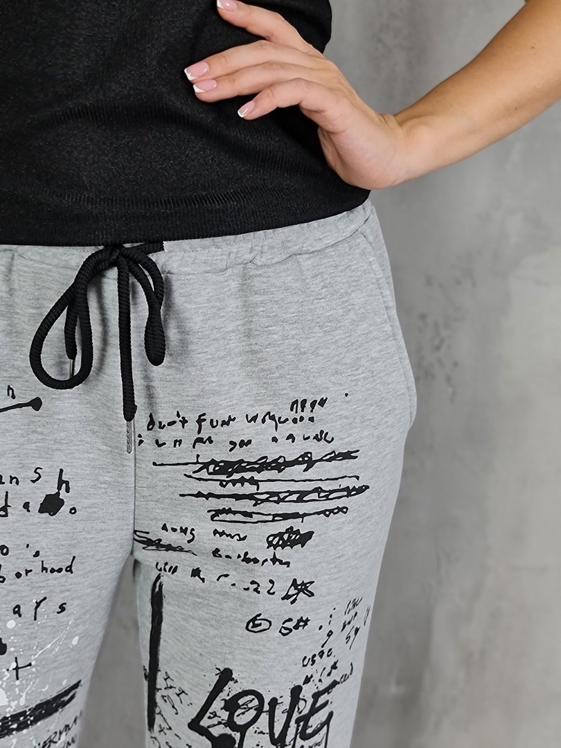 Брюки MIHO'S с принтами серые, фотография №5