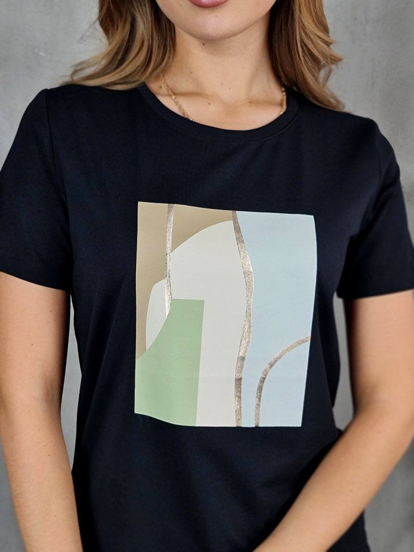 Футболка li.fe style с абстрактным принтом черная, фотография №2