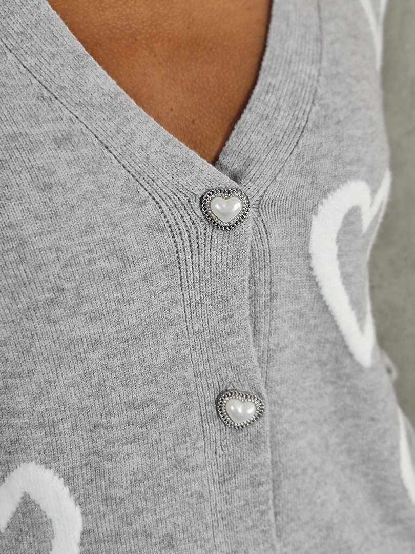 Кардиган J-Clair с сердечками серый, фотография №4
