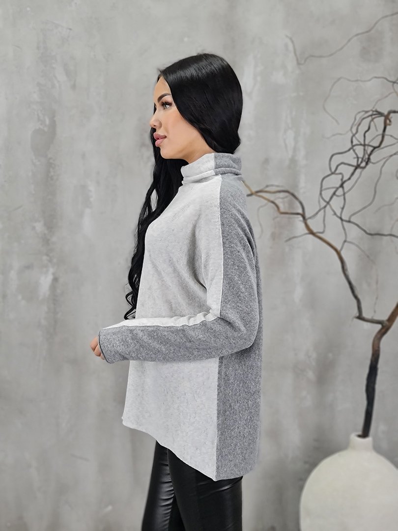 Водолазка Cashmere Blend с кашемиром двухцветная серый/темно-серый, фотография №3