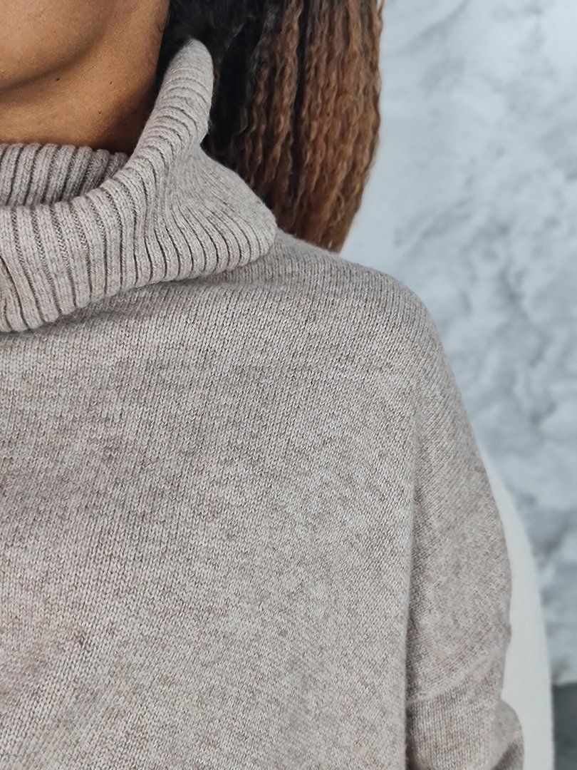 Джемпер Lara удлиненный с высоким горлом тортора, фотография №6