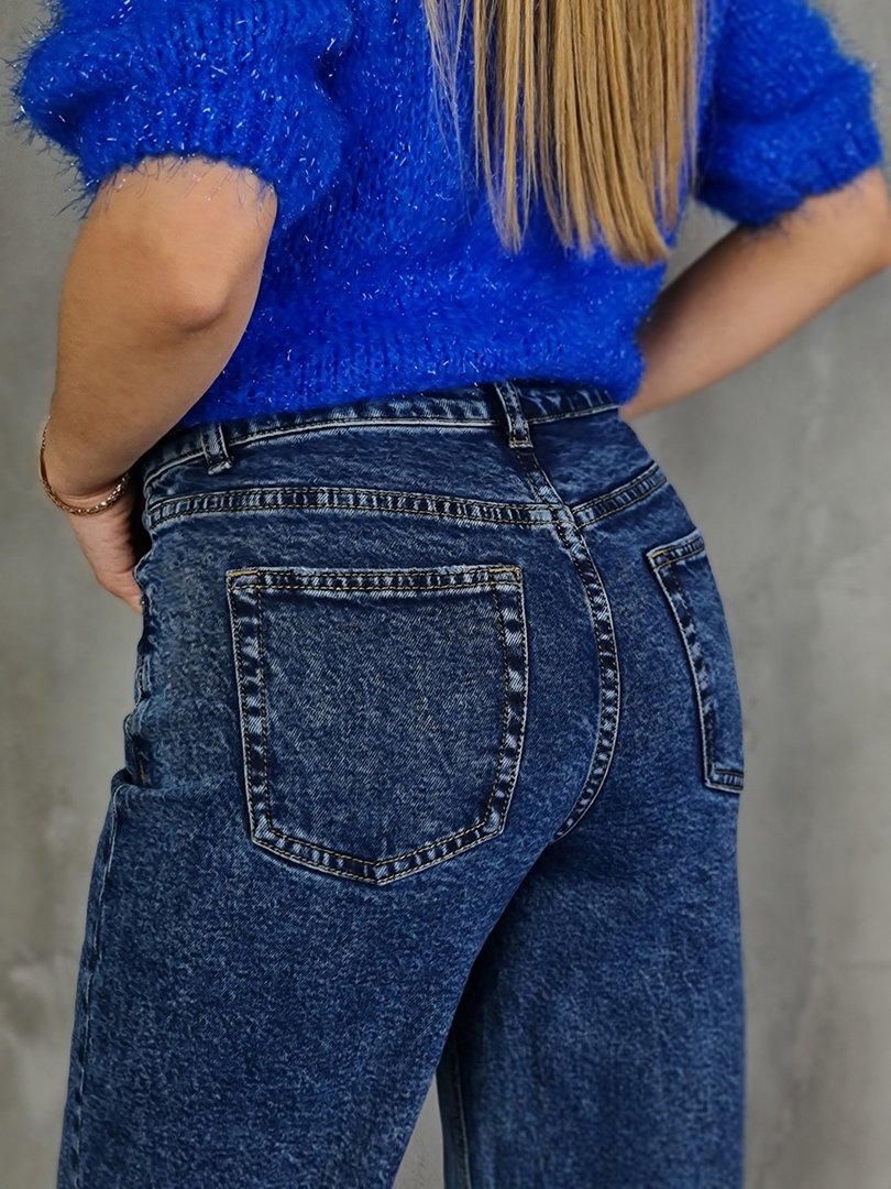 Джинсы Miss Bonbon широкие темно-синие, фотография №4