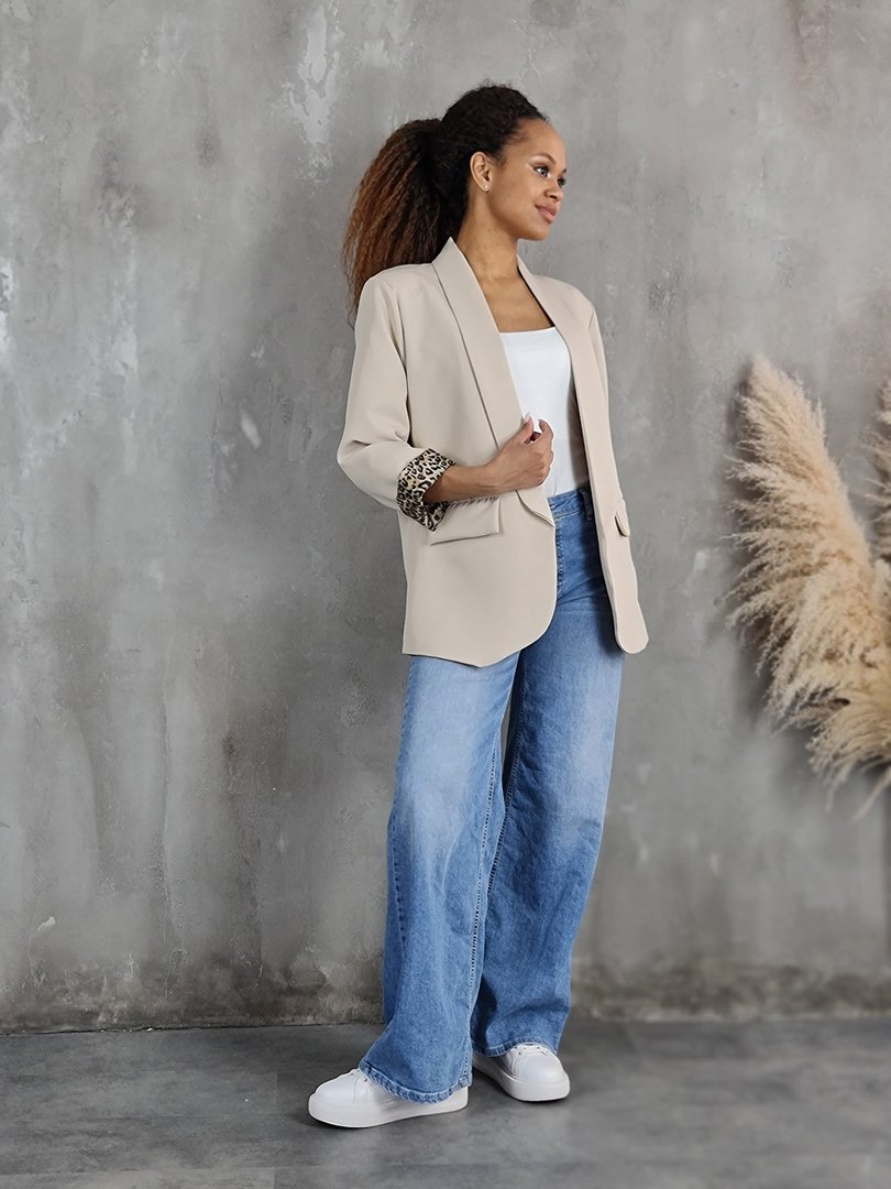 Пиджак Vanessa Scott с леопардовой подкладкой бежевый, фотография №5