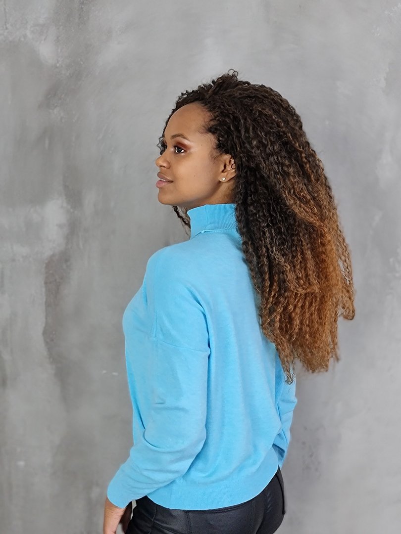 Водолазка Please базовая укороченная голубая , фотография №2