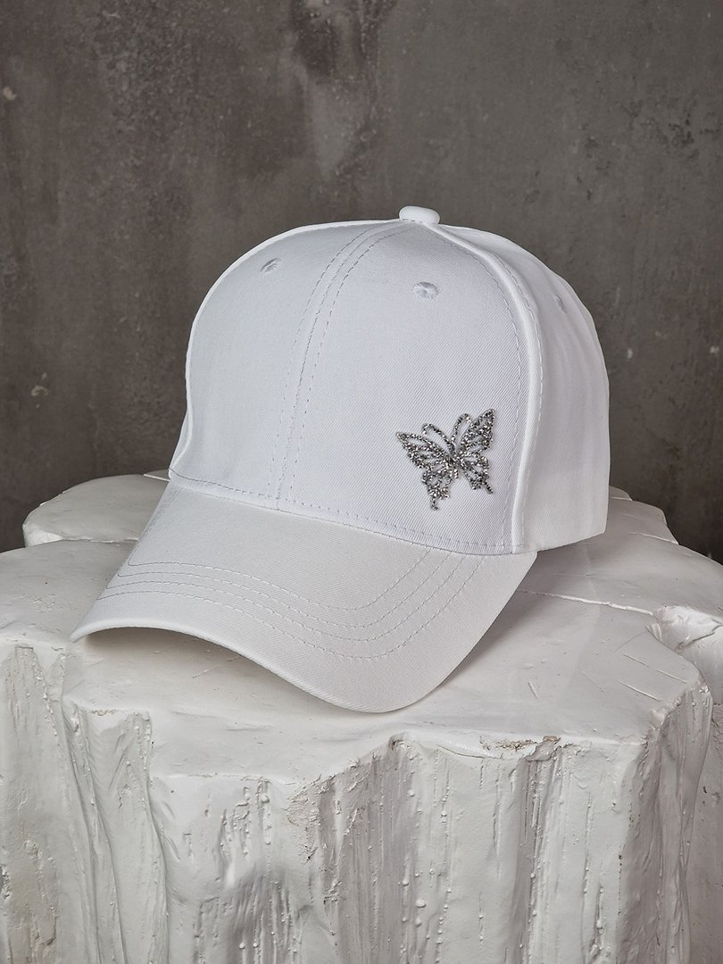 Кепка Mm.Sweet с блестящей бабочкой белая, фотография №2