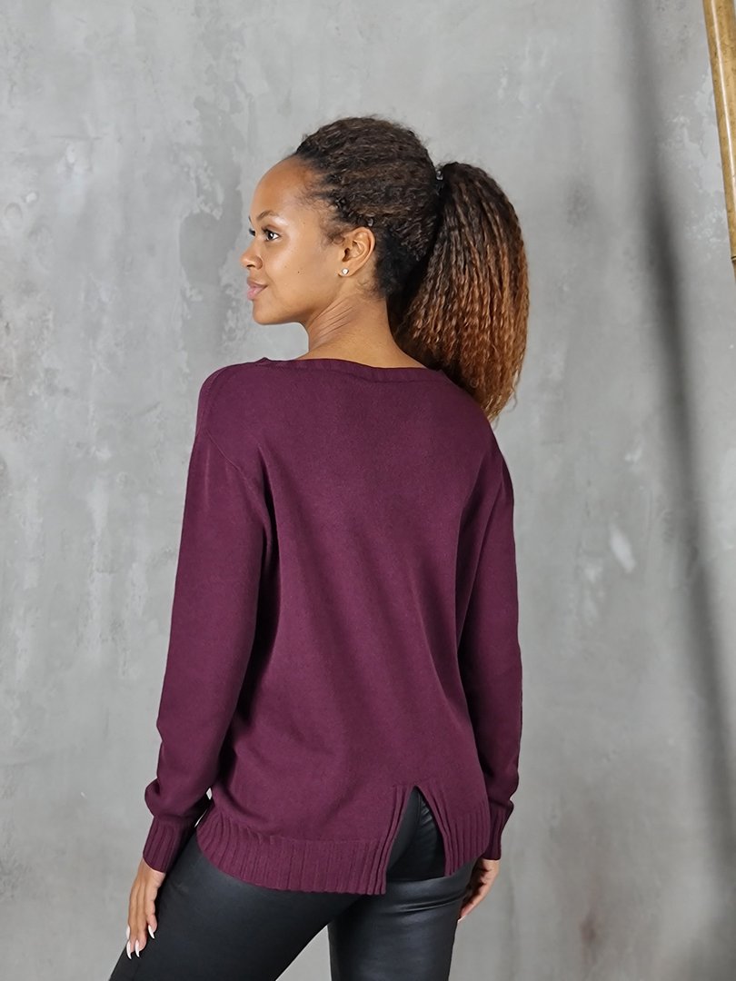 Джемпер Kontatto сверху и снизу в рубчик бордо, фотография №4