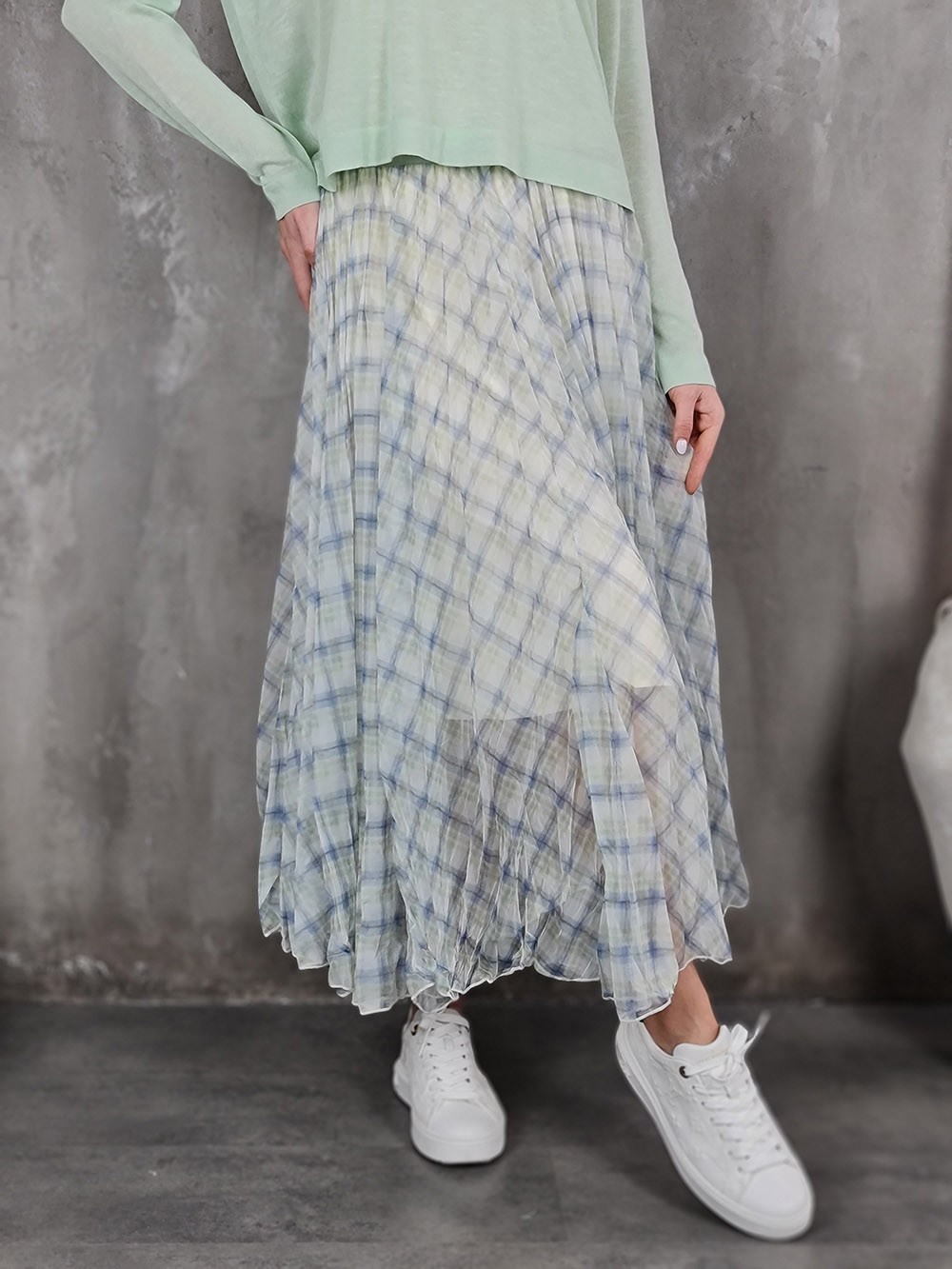 Юбка Mitica&Co. в клетку сине-зеленая, фотография №1