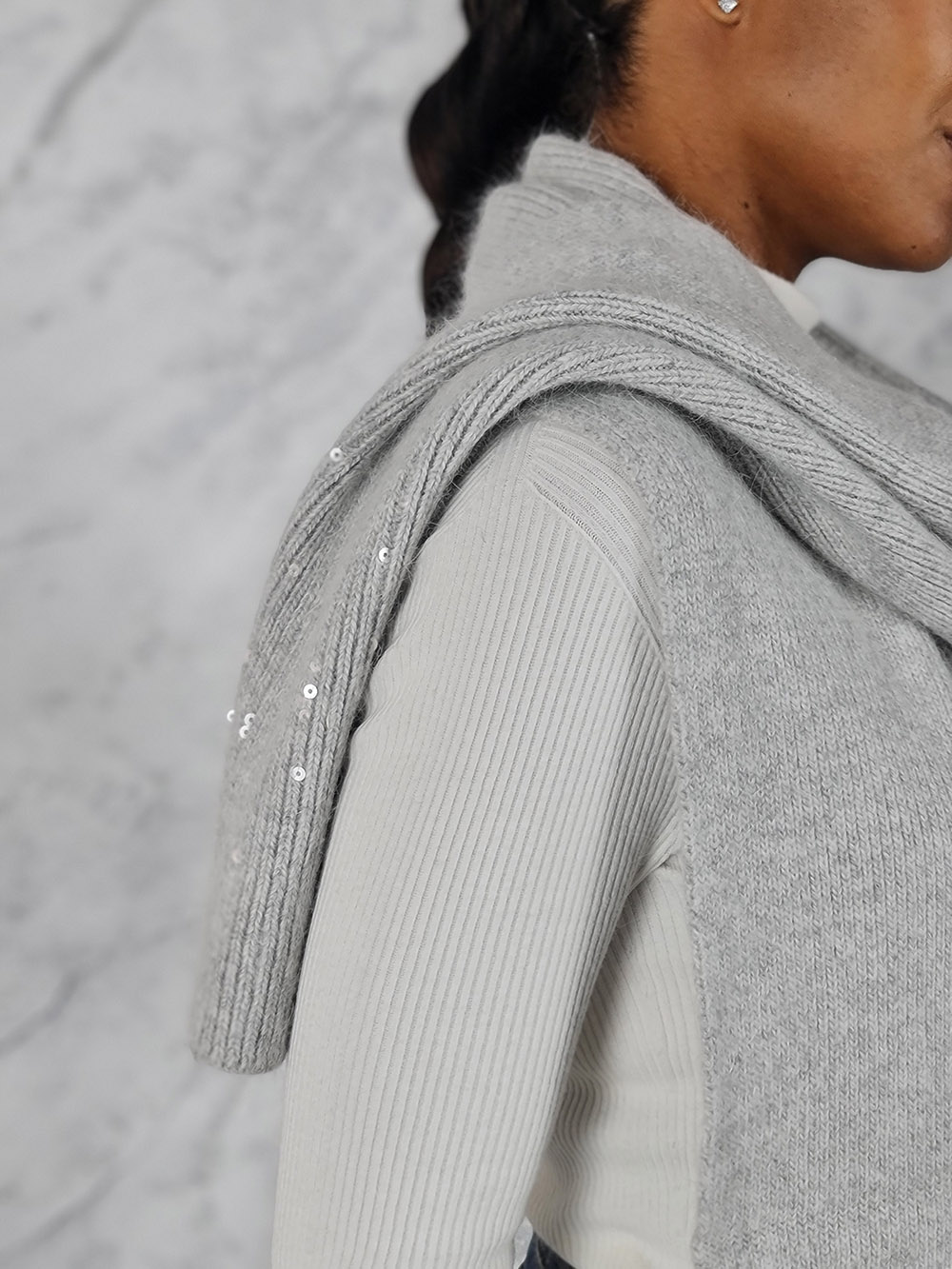 Шарф Alex Max с пайетками светло-серый, фотография №4