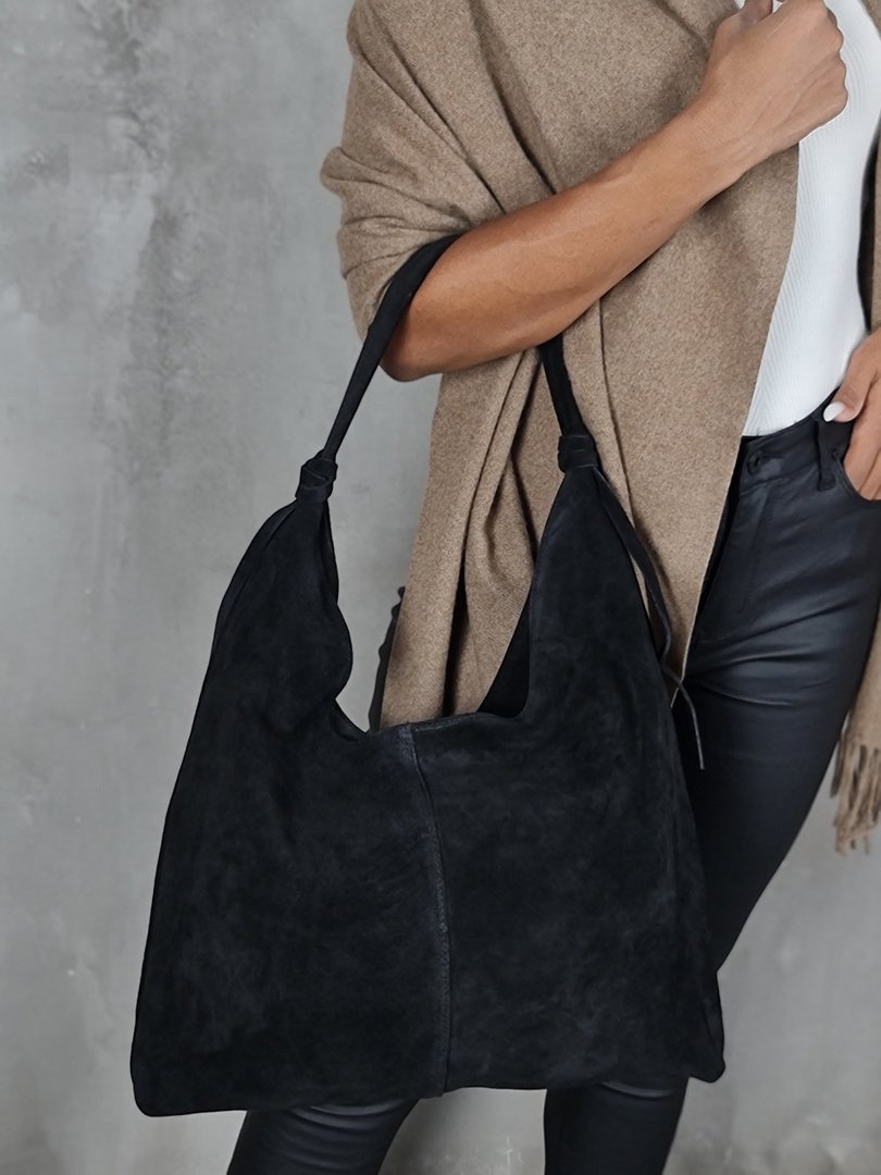 Сумка-шоппер замшевая черная, фотография №3