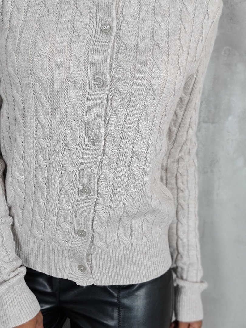 Кардиган Lara плетение "косичка" кремовый, фотография №3