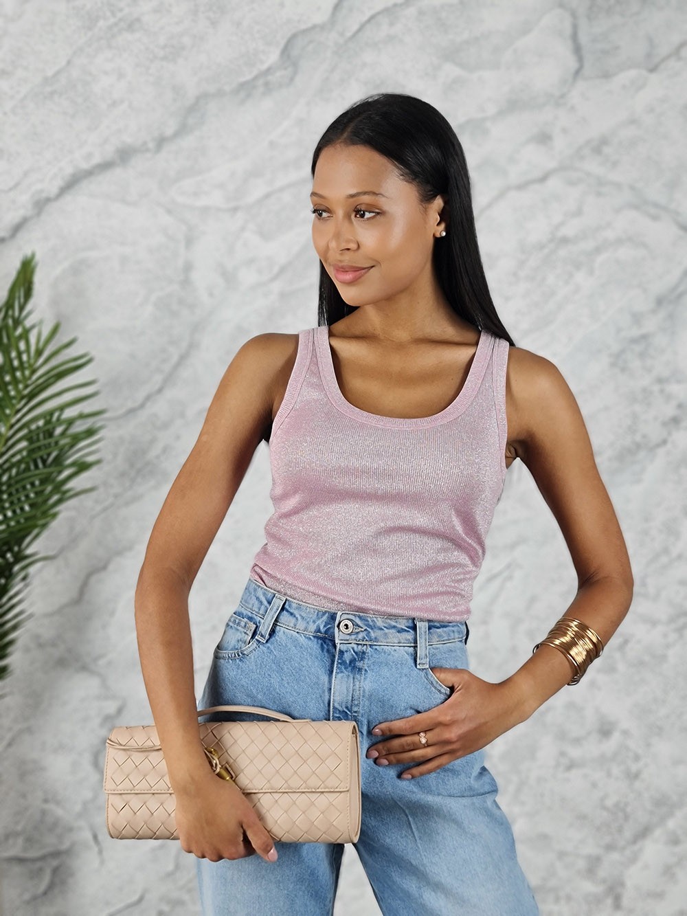 Топ Vicolo с люрексом пудровый, фотография №1