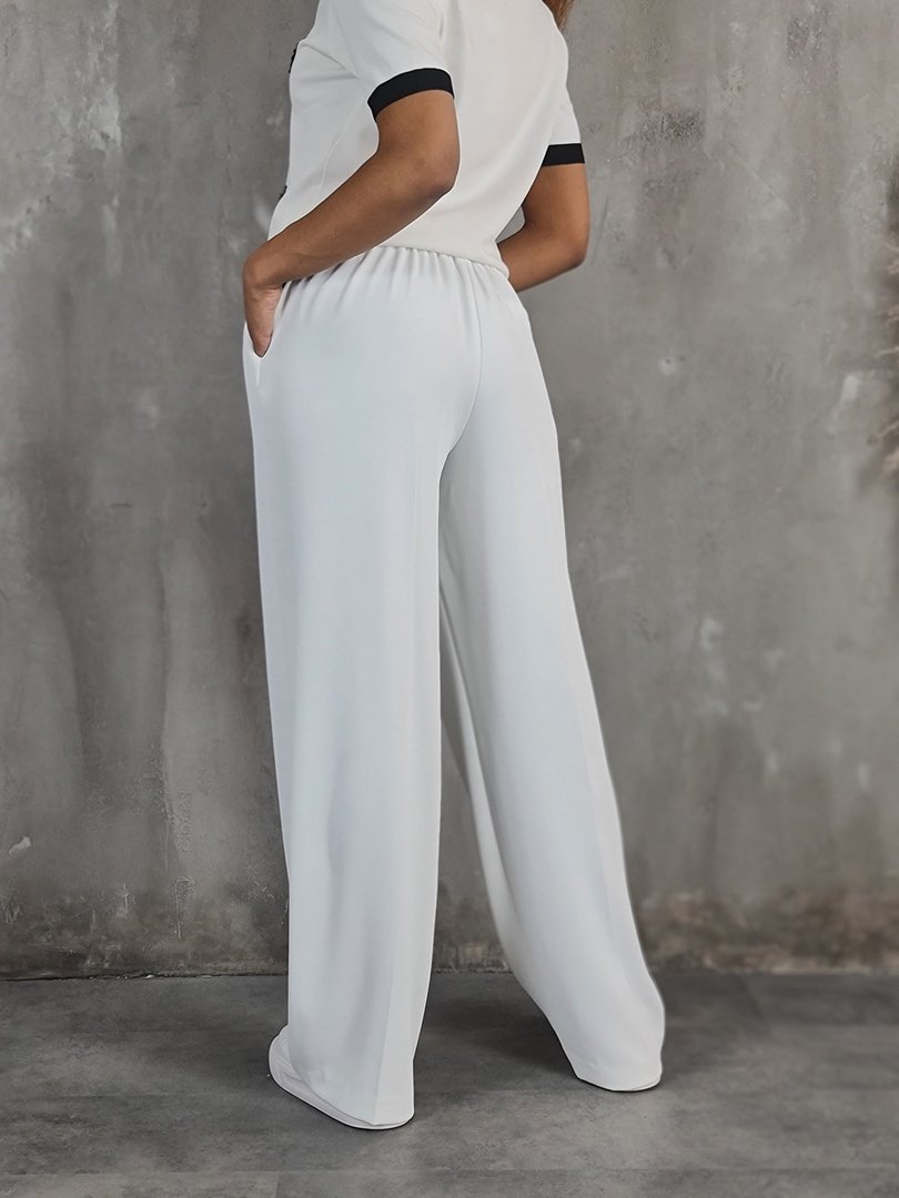 Брюки Imperial палаццо с карманами на резинке белые, фотография №3