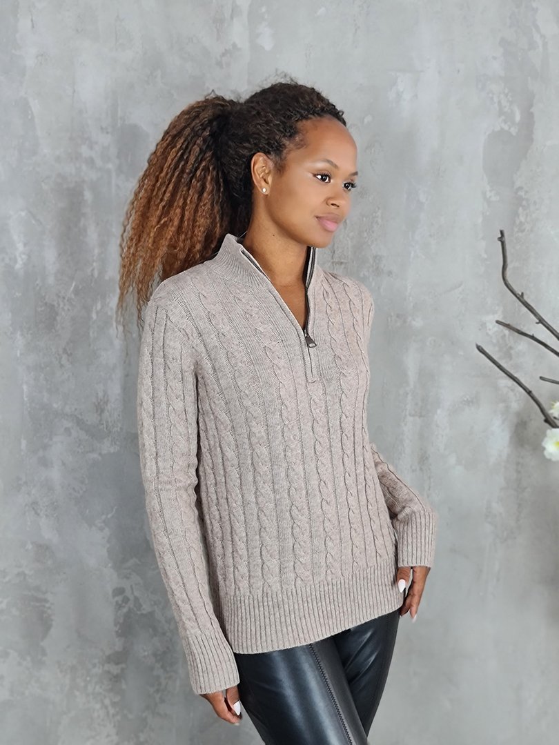 Джемпер Lara с высоким воротником с молнией бежевый, фотография №2