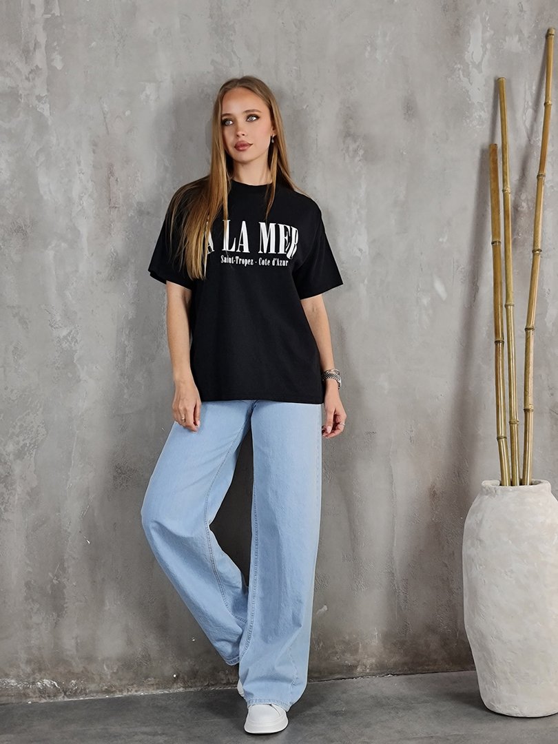 Футболка Vicolo с надписью A LA MER черная, фотография №2