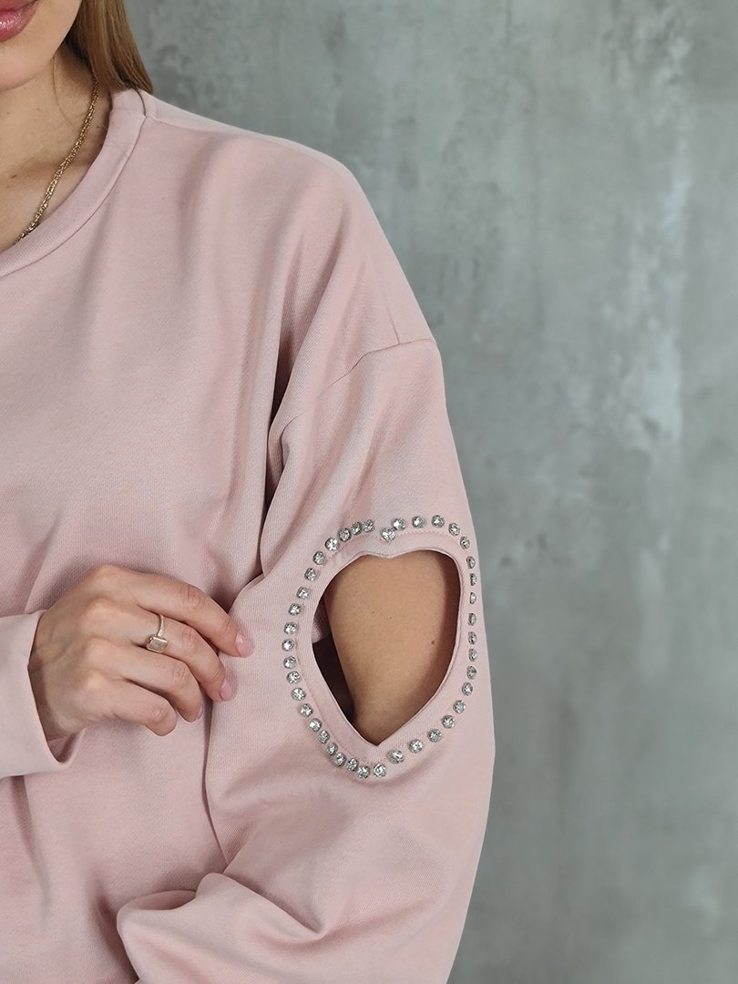 Свитшот Miho's с дырочками на рукавах пудровый, фотография №2