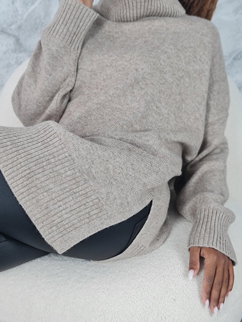 Джемпер Lara удлиненный с высоким горлом тортора, фотография №5