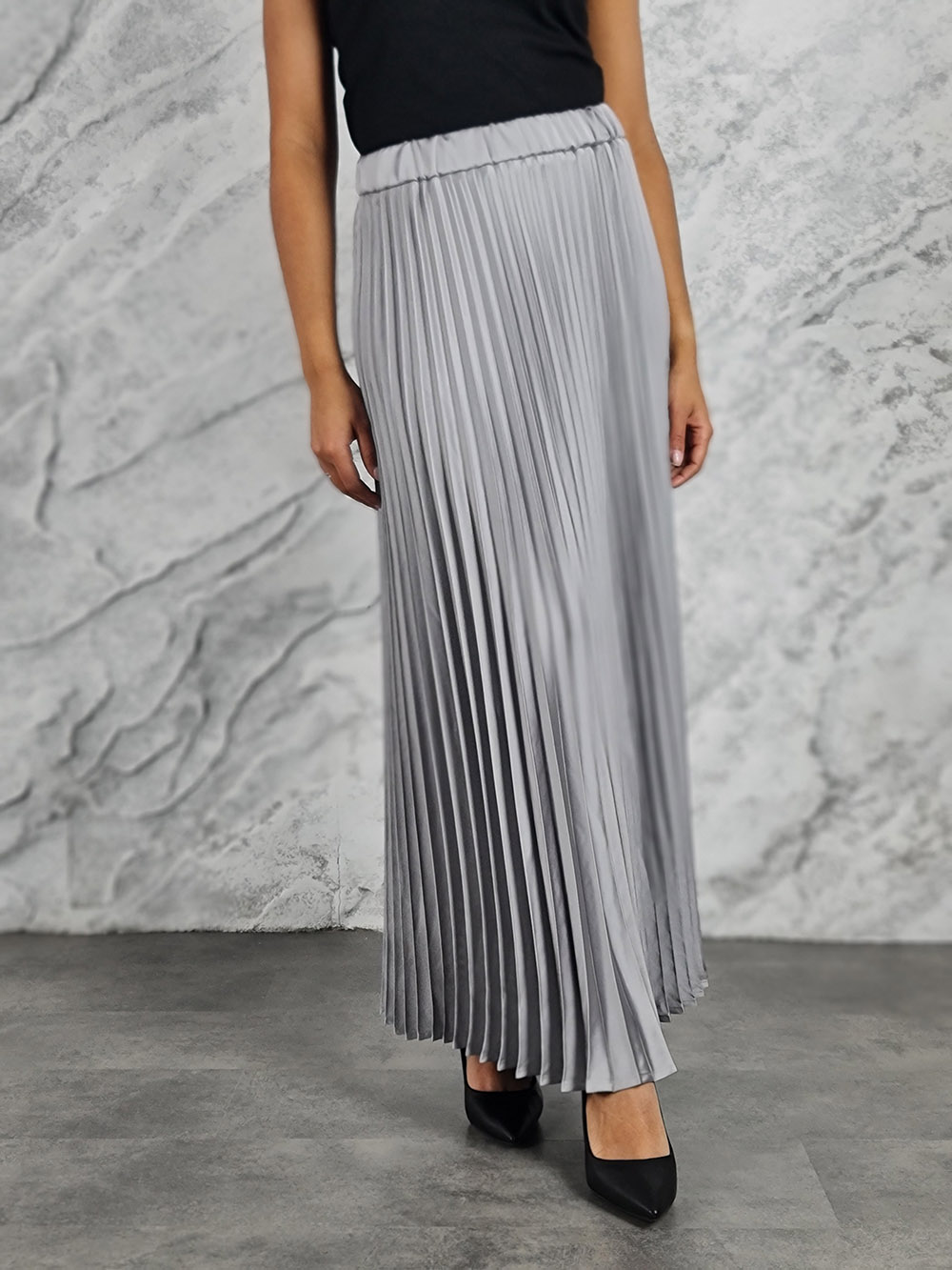 Юбка CLOTHÉ атласная плиссе серая, фотография №1