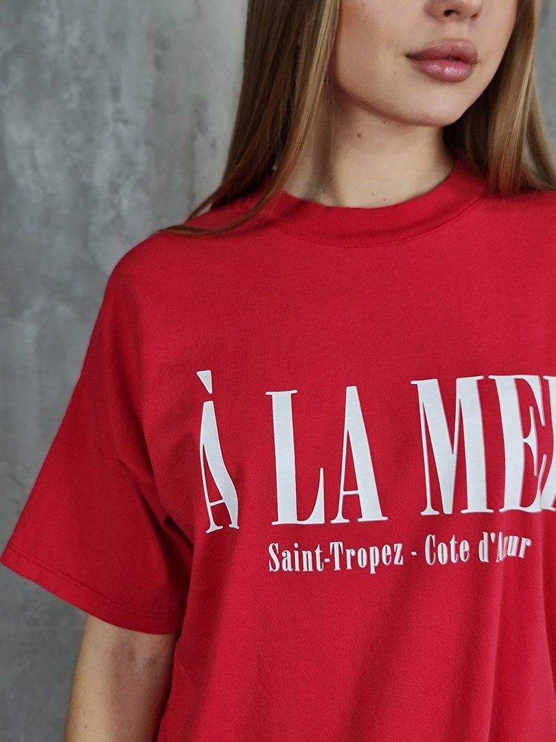 Футболка Vicolo с надписью A LA MER красная, фотография №3