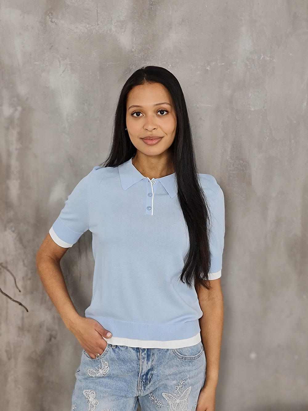 Поло Imperial с белой окантовкой голубое, фотография №1