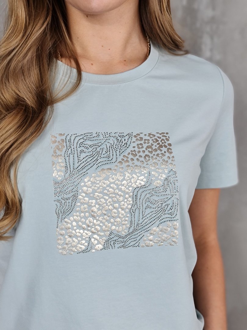 Футболка li.fe style с леопард принтом мята, фотография №2