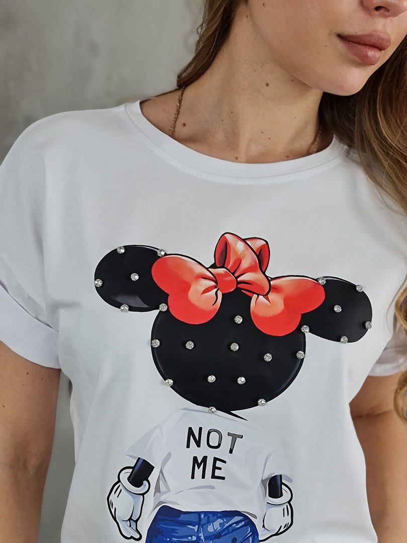 Футболка MIHO'S с микки маусом и стразиками белая, фотография №4