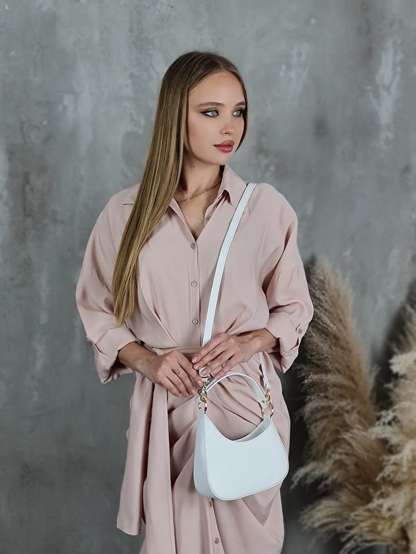 Сумка My Little Italy полумесяц маленькая с золотыми креплениями белая, фотография №3