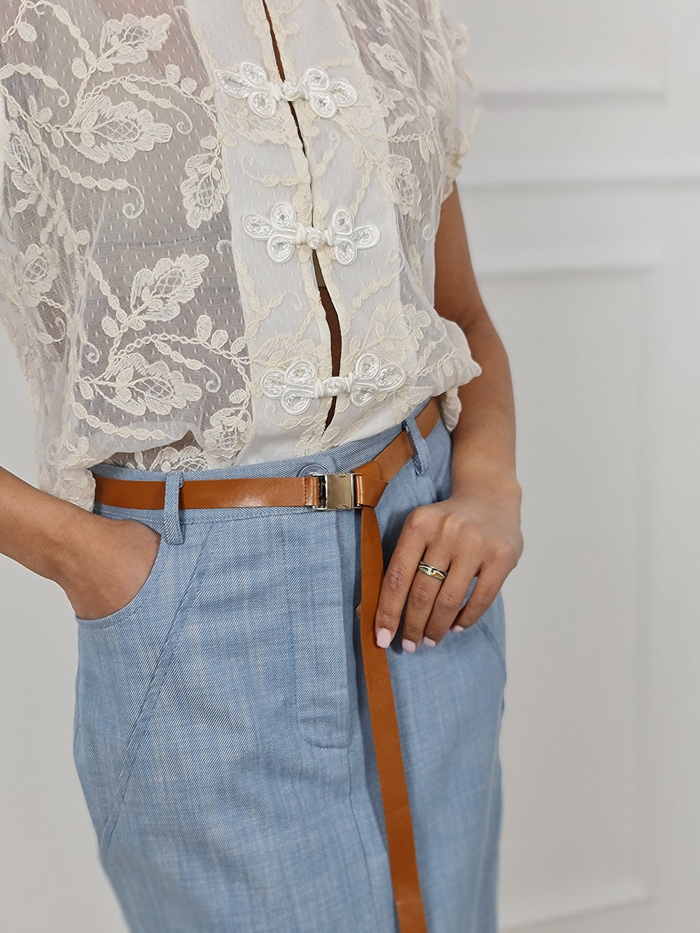 Юбка Imperial с ремнем голубая , фотография №3