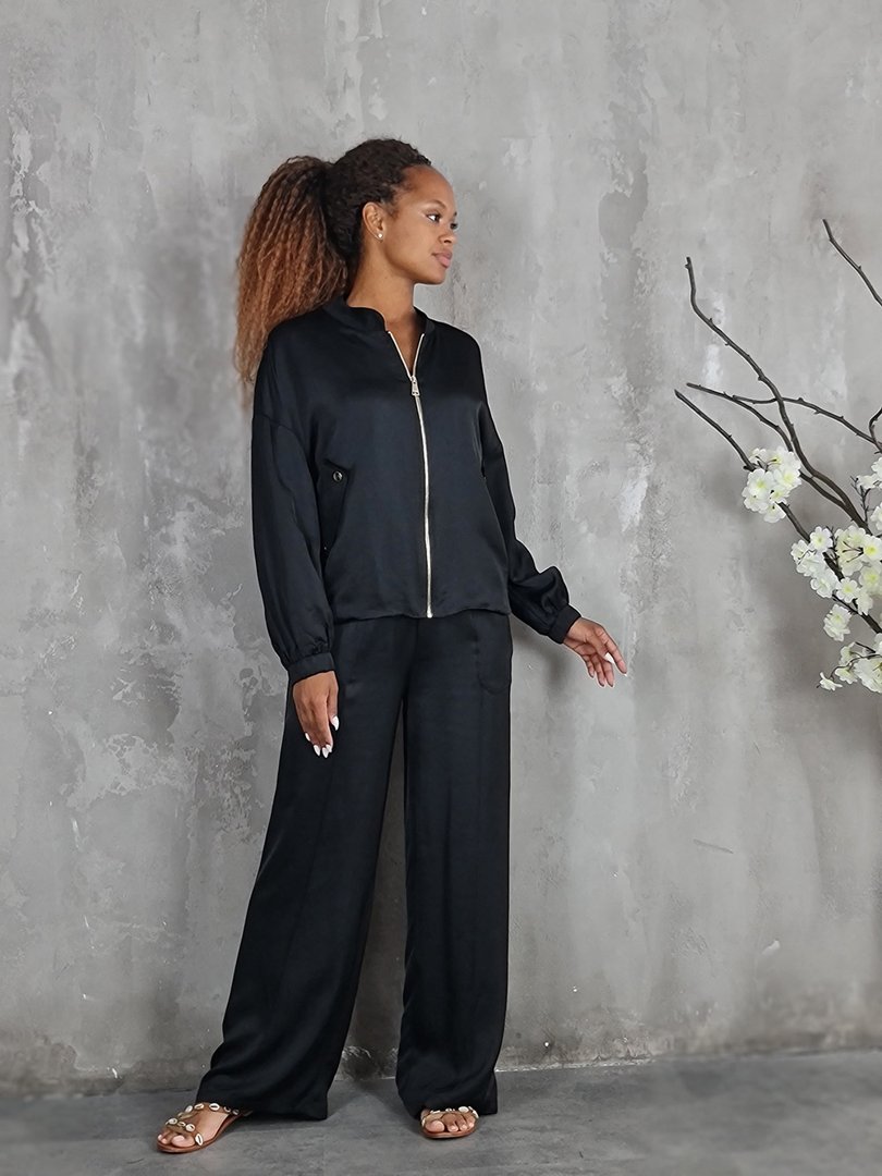 Костюм CLOTHÉ бомбер на молнии и брюки черный, фотография №2