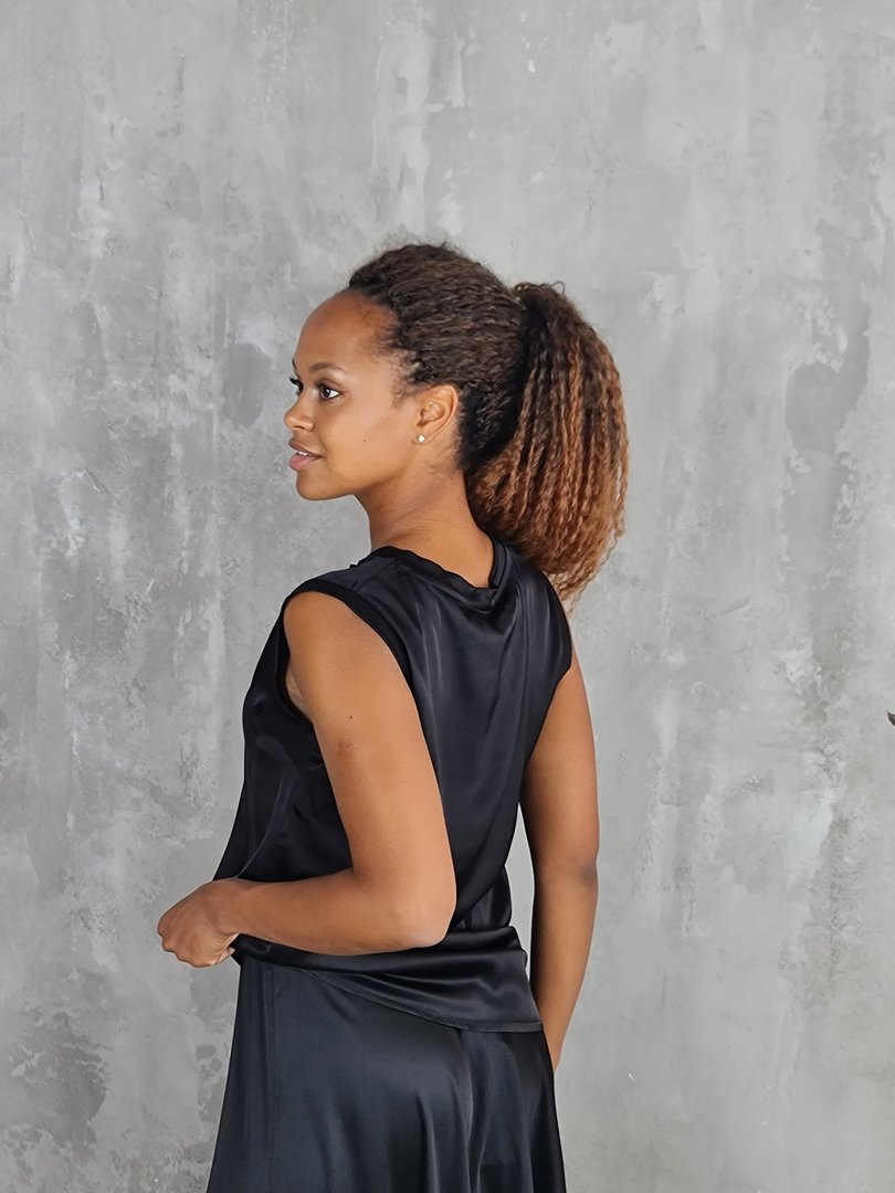 Костюм CLOTHÉ атласный топ и юбка черный, фотография №5