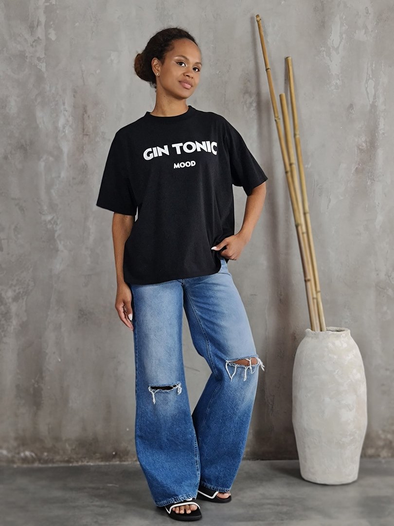 Футболка Vicolo с надписью GINTONIC черная , фотография №2